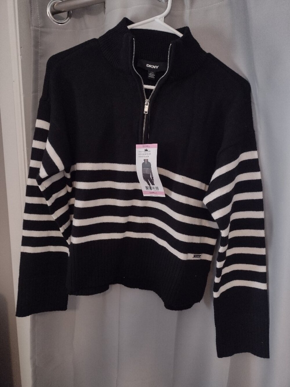 DKNY Small Womens black quarter zip turtleneck sweater new with tags